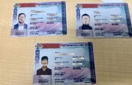 Some of the forged visas seized by Maldives Immigration. PHOTO: IMMIGRATION