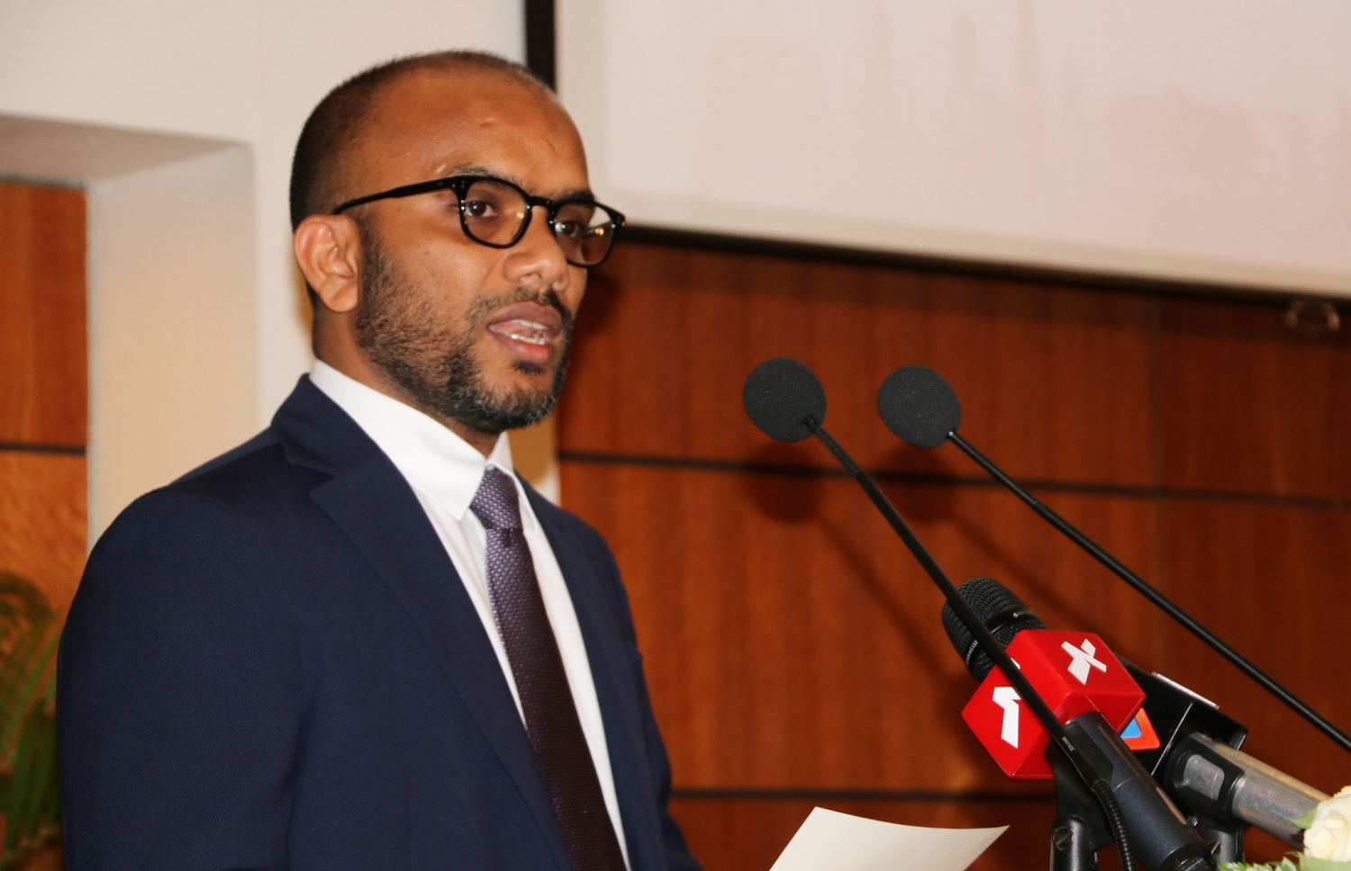 މިނިސްޓަރު އަމީރު ވާހަކަ ދައްކަވަނީ-- ފޮޓޯ: ފިިނޭންސް މިނިސްޓްރީ