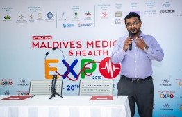 Director of PR at MV Medicals Abdul Jameel speaking about Maldives Medical Expo. PHOTO: MV MEDICALS