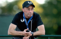 (FILES) In this file photo taken on June 24, 2015 Alberto Salazar the coach of Galen Rupp watches the Mens 10,000 Meter during day one of the 2015 USA Outdoor Track & Field Championships at Hayward Field in Eugene, Oregon. - The Nike Oregon Project was set up to end the distance-running dominance of the east Africans but has become a huge headache for the US sportswear giant, which on October 11, 2019, said it was shutting it down. Salazar, the coach who founded the prestigious Portland-based training group in 2001, pushed himself to the brink as an athlete, and preached the same philosophy as a coach. (Photo by Andy LYONS / GETTY IMAGES NORTH AMERICA / AFP)