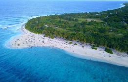 Aerial view of Fuvahmulah beach and lagoon. PHOTO: MIHAARU