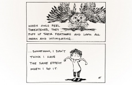 Comic of the Day - 'When owls feel threatened'. ILLUSTRATION/NUHA NASHEED