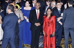 President Ibrahim Mohamed Solih attending the official banquet hosted by the Prime Minister of Japan Shinzō Abe. PHOTO: PRESIDENT'S OFFICE