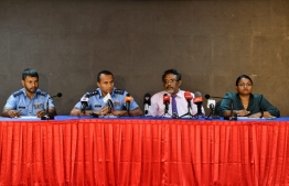 A press conference held concerning the Maldives Marketing and Public Relations Corporation (MMPRC) Corruption case. PHOTO: HUSSAIN WAHEED/ MIHAARU