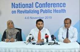 Press briefing held at the Ministry of Health about the National Conference on Revitalising Public Health. PHOTO: HUSSAIN WAHEED/ MIHAARU