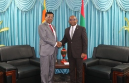 The Ambassador of Sri Lanka to Maldives calls on Foreign Minister Abdulla Shahid. PHOTO: FOREIGN MIN