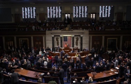 The US House of Representatives votes on a resolution formalizing the impeachment inquiry centered on US President Donald Trump October 31, 2019 in Washington, DC. - Congress formally opened a new, public phase of its presidential investigation Thursday as US lawmakers voted for the first time to advance the impeachment process against Donald Trump. The chamber voted largely along party lines, 232 to 196, to formalize the process, which also provides for opportunities for Trump's counsel to cross-examine witnesses. (Photo by Win McNamee / POOL / AFP)