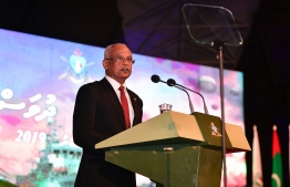 President Ibrahim Mohamed Solih delivering his National Day address. PHOTO: NISHAN ALI