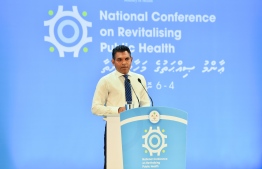 Vice President Faisal Naseem speaking at the opening ceremony  of the “National Forum on Revitalizing Public Health: Working Together for a Healthier Nation”. PHOTO: PRESIDENT'S OFFICE