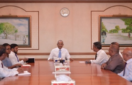 President Ibrahim Mohamed Solih and Maldives National Association of Construction Industry (MNACI) during the meeting held to discuss issues in the construction sector.