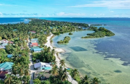 Aerial view of S.Hulhumeedhoo. Maldives Police Service is investigating the blackmail of a 40-year-old woman on the island. PHOTO: HAWWA AMAANY ABDULLA / THE EDITION