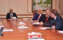 President Ibrahim Mohamed Solih (R) meeting with a delegation of World Bank in 2019. PHOTO/PRESIDENT'S OFFICE