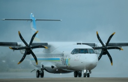An aircraft of FlyMe, operated by Villa Air, lands at VIA. Flyme has chartered a flight to Saudi Arabia. FILE PHOTO/MIHAARU