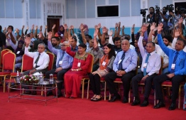 During the meeting held to form MRM on November 7, 2019. PHOTO: HUSSAIN WAHEED / MIHAARU