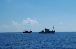 Indian fishing vessels seized by authorities in Haa Alif Atoll. PHOTO: MIHAARU