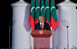 President Ibrahim Mohamed Solih speaking at the official reception held to mark this year’s Republic Day. PHOTO: PRESIDENT'S OFFICE