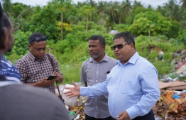 Minister of Environment Dr Hussain Rasheed Hassan on his visit to Meemu Atoll. PHOTO: ENVIRONMENT MINISTRY