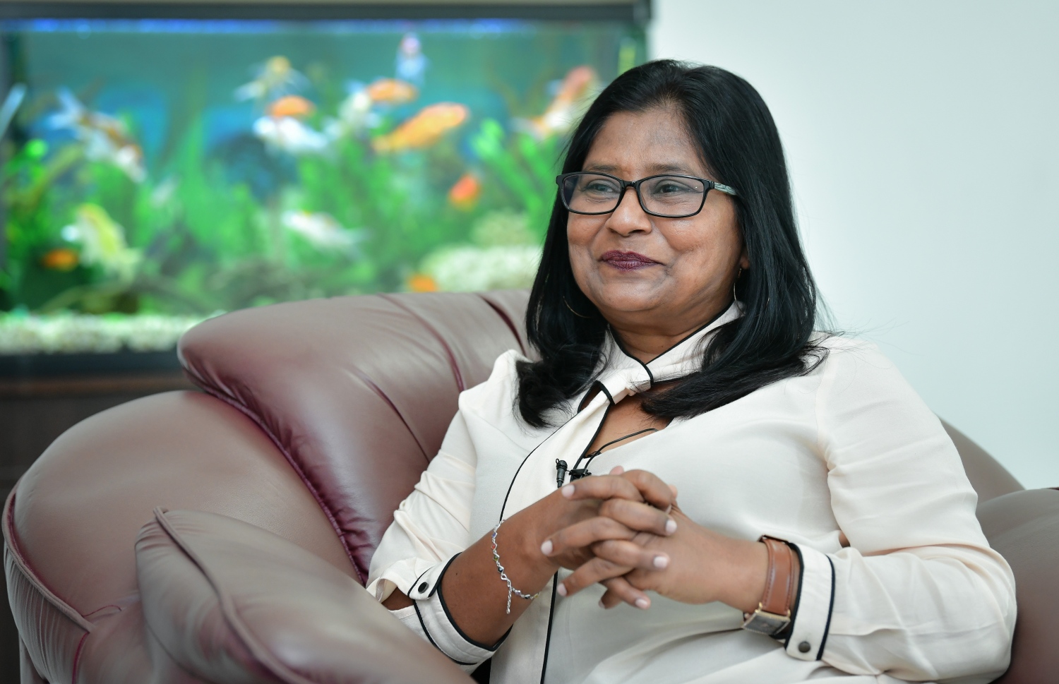 އަމީނިއްޔާ ސްކޫލުގެ ޕްރިންސިޕަލް ނާޒް އިންޓަވިއުދެއްވަނީ.-- ފޮޓޯ: ނިޝާން އަލީ/ މިހާރު