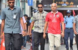 President Ibrahim Mohamed Solih on the way to view the qualifying match. PHOTO: PRESIDENT'S OFFICE