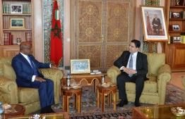 Minister of Foreign Affairs Abdulla Shahid meeting with his counterpart Minister of Foreign Affairs, African Cooperation and Moroccan Expatriates of Morocco Nasser Bourita. PHOTO: FOREIGN MINISTRY