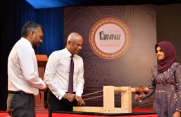 President Ibrahim Mohamed Solih visiting the national arts and crafts exhibition ‘Fannu Expo 2019.’ PHOTO: PRESIDENT'S OFFICE