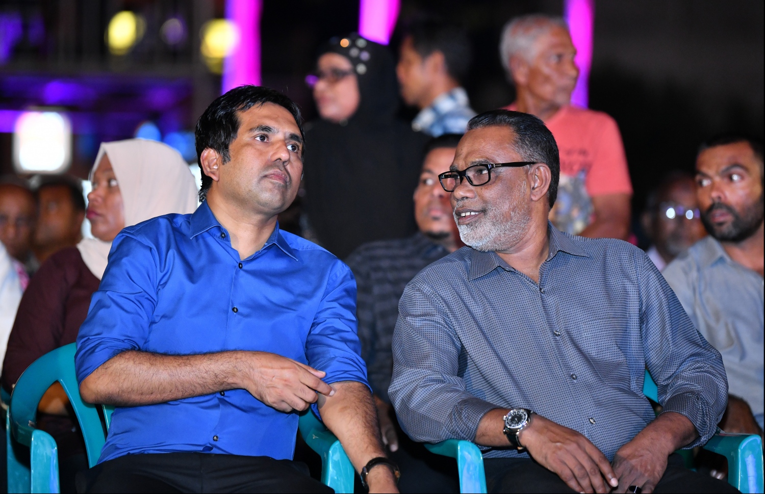 އަބްދުއްރަހީމާއި ކުރީގެ އިކޮނޮމިކް މިނިސްޓަރު ސައީދު ޖަލްސާއެއްގައި: ޔާމީންގެ ހާލަތާ މެދު އަދުރޭ އިންތިހާ އަށް ކަންބޮޑުވެވަޑައިގަންނަވާ.---ފައިލް ފޮޓޯ: މިހާރު