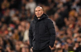 Real Madrid's French coach Zinedine Zidane looks on during the Spanish league football match Real Madrid CF against Real Sociedad at the Santiago Bernabeu stadium in Madrid on November 23, 2019. PHOTO: PIERRE-PHILIPPE MARCOU / AFP