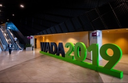 (FILES) In this file photo taken on November 7, 2019 the logo of the World Anti-Doping Agency (WADA) is seen in Katowice, Poland. - A World Anti-Doping Agency (WADA) panel has recommended Russia be hit with a four-year ban from sporting competition after falsifying laboratory data handed over to investigators, the global anti-doping watchdog said on November 25, 2019. In a statement, WADA said its Compliance Review Committee had called for the sanction, which would see Russia banned from next year's Olympics, to be approved at a meeting in Paris on December 9. (Photo by Irek Dorozanski / AFP)
