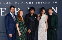 (L-R) Actors Toby Kebbell, Lauren Ambrose, filmmaker M. Night Shyamalan, Nell Tiger Free and Rupert Grint arrive for Apple TV+ premiere of "Servant" at BAM Howard Gilman Opera House in Brooklyn, New York on November 19, 2019. (Photo by ANGELA WEISS / AFP)