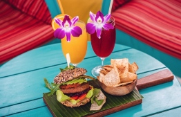 The protein-based burger, now served at three of LUX* Ari Atoll's restaurants is one of the resorts new eco-initiatives. PHOTO: LUX* ARI ATOLL