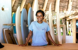 Azhoora Ahmed speaks to The Edition about her experience as the Surf Experience Manager for the Soneva resorts in Maldives. PHOTO/SONEVA