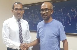 The newly appointed Chief Technology Officer at the President's Office (R) and Minister of Communications, Science and Technology Mohamed Maleeh Jamaal. PHOTO: MIHAARU FILES 
