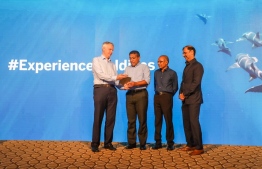 Minister of National Planning and Infrastructure Mohamed Aslam launched the 'Experience Maldives' global destination campaign. PHOTO: BANK OF MALDIVES