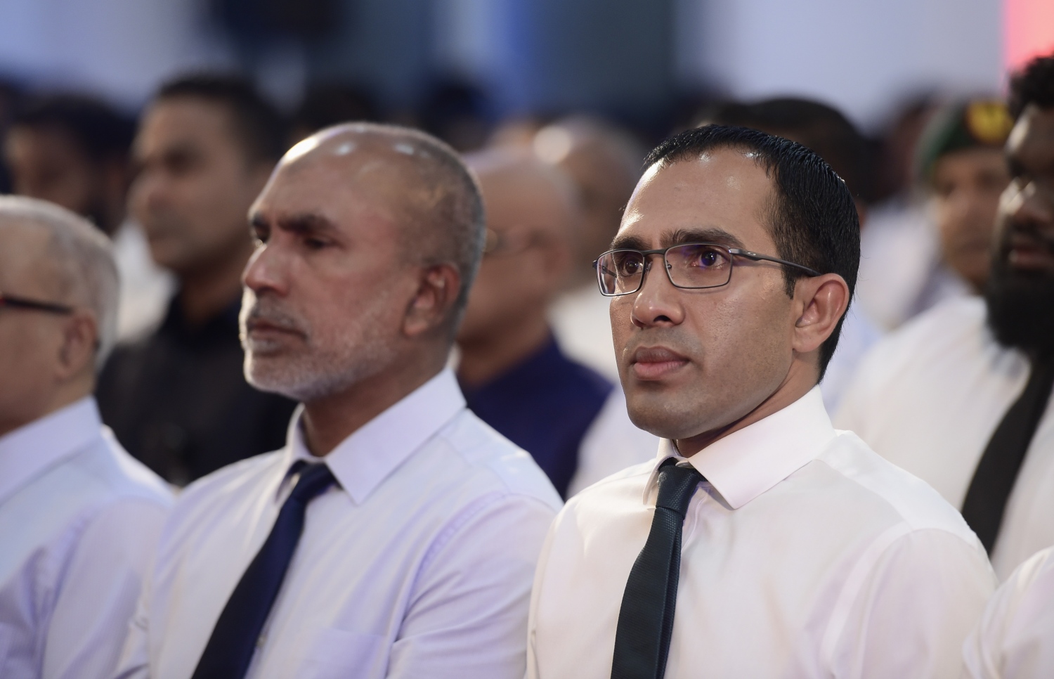 ރާއްޖެ އިސްލާމްވި ދުވަސް ފާހަގަކުރަން މިރޭ ބޭއްވި ރަސްމިއްޔާތުގައި އިސްލާމިކް މިނިސްޓަރު ޑރ. އަހުމަދު ޒާހިރާއި ކޮމިއުނިކޭޝަން މިނިސްޓަރު މަލީހް ބައިވެރިވެވަޑައިގަންނަވަނީ.---ފޮޓޯ: ނިޝާން އަލީ/މިހާރު