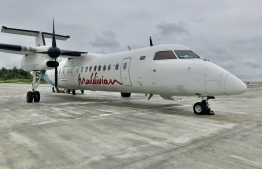 The Maldivian flight that landed in Maafaru International Airport on December 1, 2019. PHOTO: MIHAARU