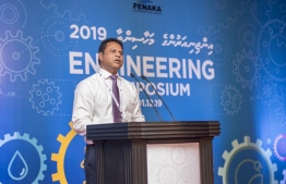 Fenaka Corporation's Managing Director Ahmed Saeed speaks at the ‘Engineering Symposium 2019’. PHOTO/FENAKA