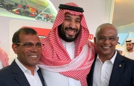President Ibrahim Mohamed Solih and Speaker of Parliament and former President Mohamed Nasheed with the Crown Prince of Saudi Arabia Mohammed Bin Salman. PHOTO: PRESIDENT'S OFFICE