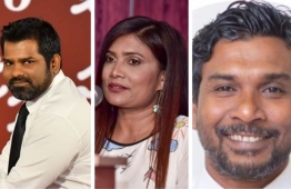 Former journalist Ali Yoosuf (L), TV presenter Mariyam Waheeda, and Ahmed Gais. The Parliament approved the three candidates for Maldives Broadcasting Commission (Broadcom) on December 3. PHOTO: MIHAARU