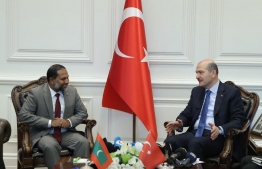 Minister of Home Affairs Imran Abdulla meeting with Turkish Minister of the Interior Süleyman Soylu at Turkey's Ministry of Foreign Affairs as part of Minister Imran's visit to the Eurasian country. PHOTO: HOME MNISTRY