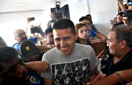 Juan Roman Riquelme arrives to vote at Boca Juniors' Bombonera stadium. PHOTO: ALFREDO LUNA / TELAM / AFP