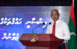 President Ibrahim Mohamed Solih speaking at the ceremony held to commemorate International Human Rights Day, PHOTO: NISHAN ALI/ MIHAARU