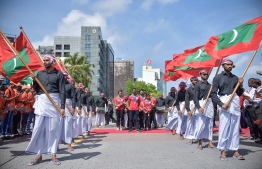 The welcoming reception at the Republic Square for the athletes arriving to the country following a successful bid at the 13th South Asian Games. PHOTO: NISHAN ALI / MIHAARU