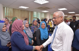 President Ibrahim Mohamed Solih meeting staff from the Ministry of Education. PHOTO: PRESIDENT'S OFFICE