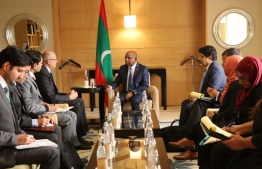 Minister of Foreign Affairs Abdulla Shahid (C) and Indian Foreign Secretary Vijay Gokhale (C-L) during the  meeting in Delhi, India. PHOTO: MINISTRY OF FOREIGN AFFAIRS