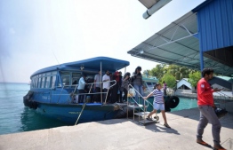 Passengers disembarking from a ferry operated by Maldives Transport and Contracting Company (MTCC).PHOTO: MTCC