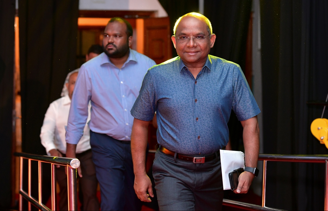 މާލެ: ޑިސެމްބަރު 17، 2019: ޓޫރިޒަމް މިނިސްޓްރީން ދަރުބާރުގޭގައި "ބުރަބި" ނަމުގައި ބޭއްވި ހާއްސަ ރަސްމިއްޔާތުގައި ފޮރިން މިނިސްޓަރު އަބްދުﷲ ޝާހިދު ބައިވެރިވެ ވަޑައިގަންނަވަނީ.-- ފޮޓޯ: ނިޝާން އަލީ /މިހާރު