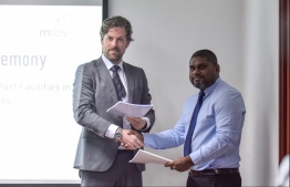 Economic Ministry contracts a joint venture between MTBS of Netherlands and Niras of Denmark to provide consultancy for the development of transshipment port facilities in Maldives, on December 19, 2019. PHOTO: HUSSAIN WAHEED / MIHAARU