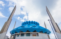 A picture from outside the King Salman Mosque depicting its exterior. PHOTO: NISHAN ALI / MIHAARU