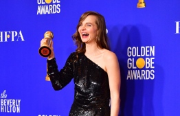 Icelandic musician Hildur Gudnadottir poses in the press room with the award for Best Original Score - Motion Picture during the 77th annual Golden Globe Awards on January 5, 2020, at The Beverly Hilton hotel in Beverly Hills, California. (Photo by FREDERIC J. BROWN / AFP)