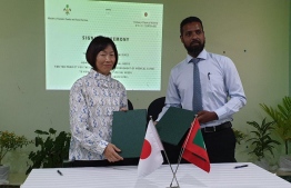 Japanese Ambassador to Maldives Yanai Keiko and Chief Executive Officer of the Home for People with Special Needs, Imran Ibrahim. PHOTO: GENDER MINISTRY